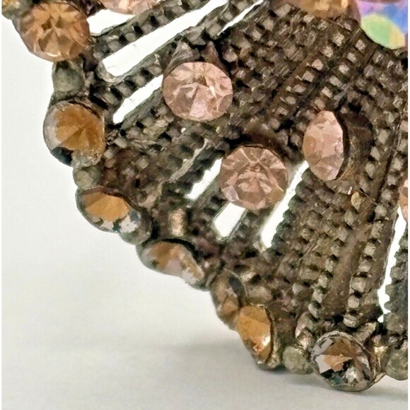 Vintage SOHO Signed Hair Stick Aurora Borealis Floral Jewelry Goldtone Metal HTF - Picture 9 of 16